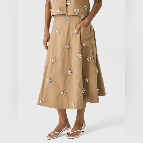 Simkhai Novanna Embellished Midi Skirt in Taupe - Picture 2 of 8